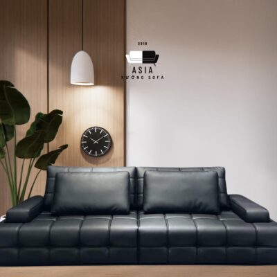 SOFA BĂNG I DA ĐEN SANG TRỌNG SFI3