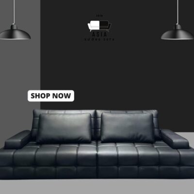 SOFA BĂNG I DA ĐEN SANG TRỌNG SFI3
